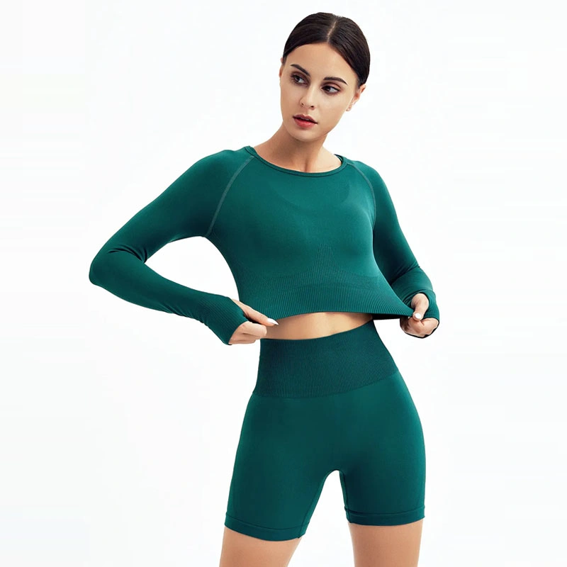 Yoga Set Seamless Women's Sports Suit Workout Clothes Athletic Wear Gym Legging Fitness Bra Crop Top Long Sleeve Sportswear
