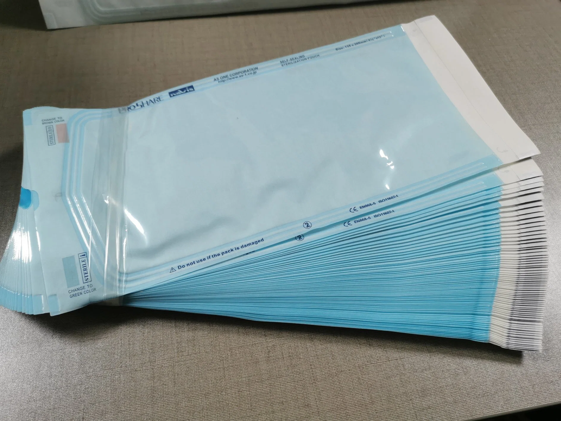 Self-Sealing Eo Steam/Autoclave Sterilization Blue Complex Film Pouch