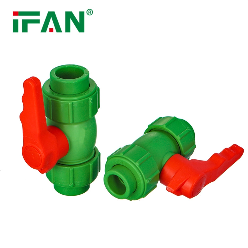 Ifan High Standard Pure PPR Ball Valve Red Handle Plastic Valve