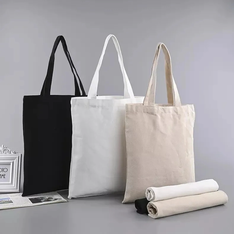 Custom Logo Printed Eco Friendly Large Plain Reusable Organic Shopping Tote Bag Cotton Canvas Bag with Pocket