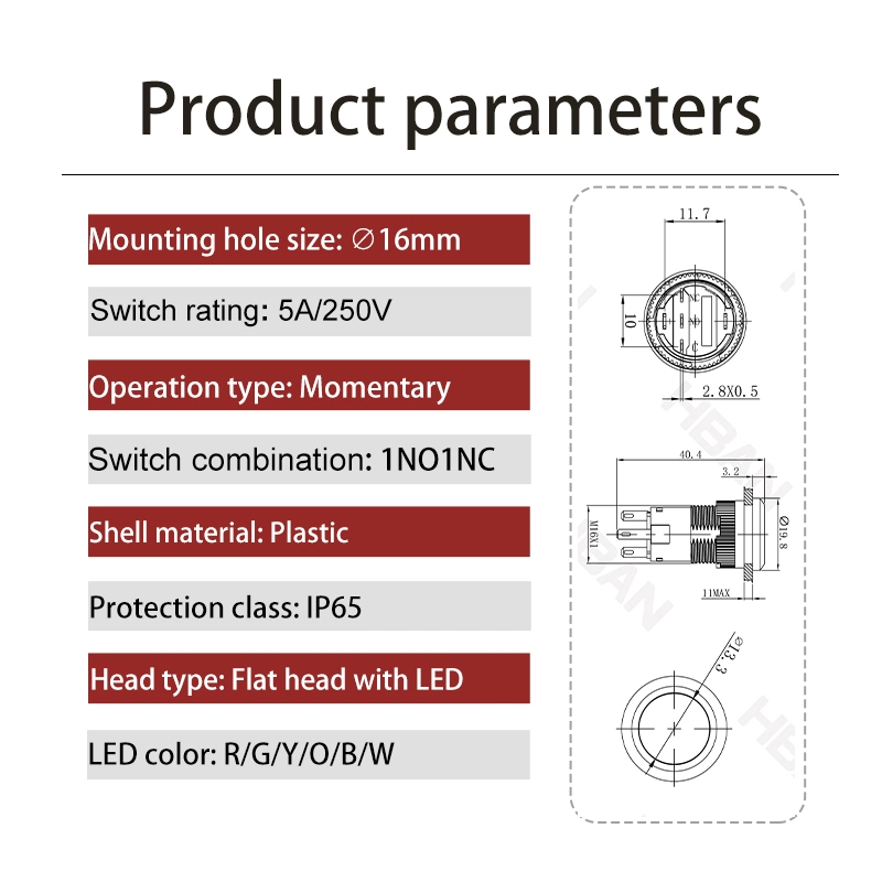 High quality/High cost performance Plastic PC Shell 16mm Spdt Rotary Push Button Electrical 2 Position Selector Switches