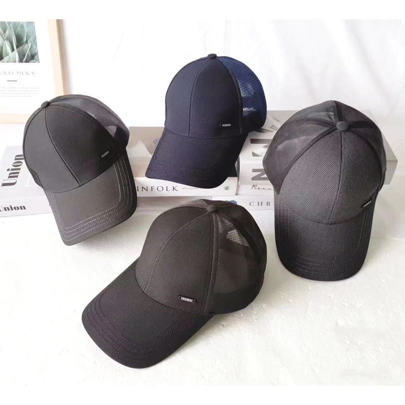 Fashion Custom Adult Plain All Black Patches Mesh Snapback Cap Tucker Cap with Embroider Logo