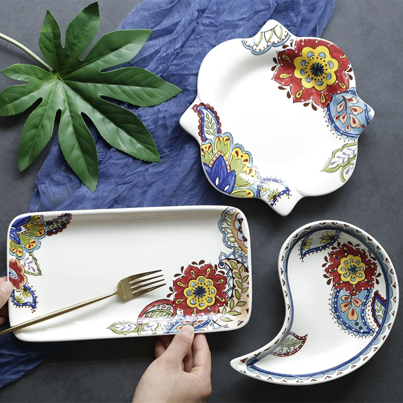 Creative Dish Tray Fish Dish Household Irregular Snack Dish Breakfast Dish Ceramic Western Tableware