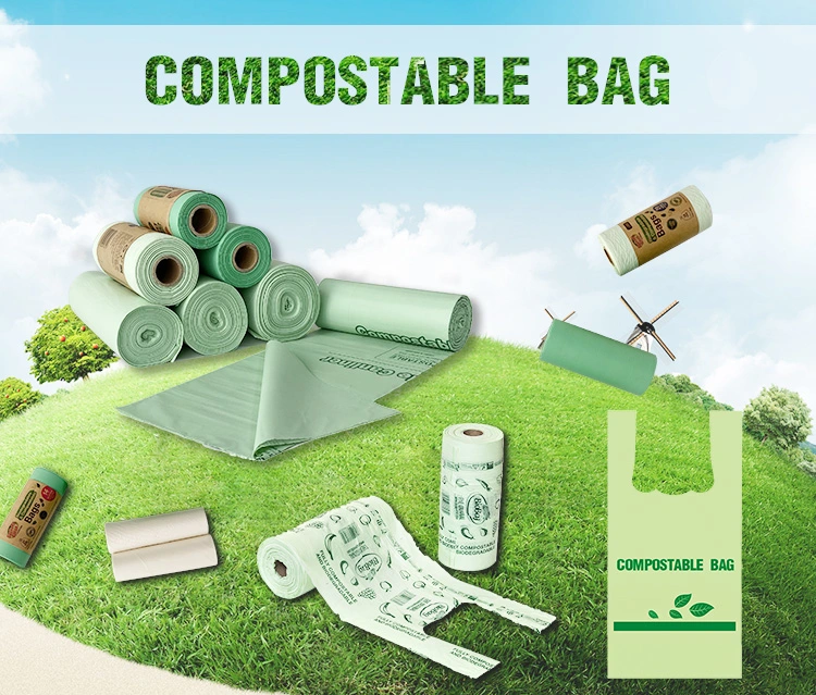 PLA Pbat Cornstarch HDPE LDPE Polyethylene Biodegradable Compost Plastic Custom Printing Recycled Materials Vest Supermarket Packaging Shopping T-Shirt Bags