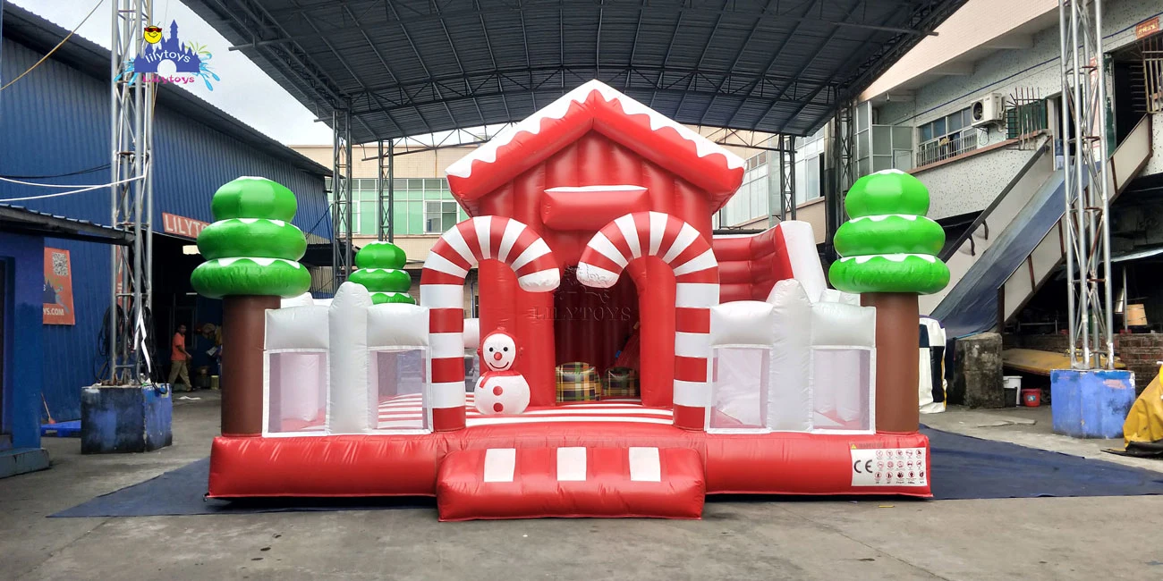 Château gonflable Noël videur de sauter avec la diapositive pour la vente