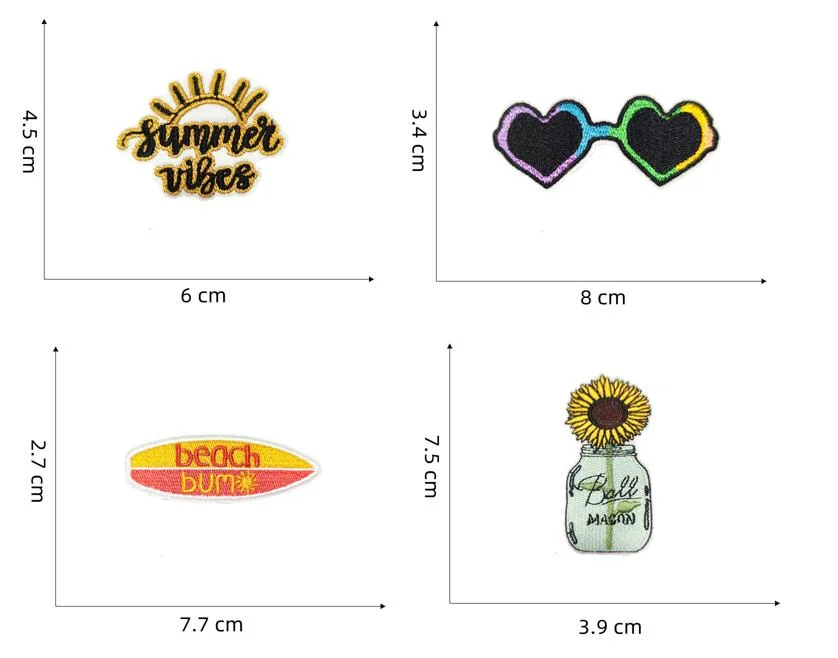 Custom Sunglass Sun Scrunchie Pattern Embroidery Patches with Varsity Jacket Logo