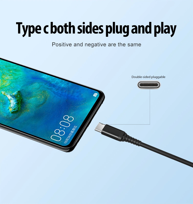 Phone Charger Cable USB 2.0 to Type C Cable Fast Charging Data USB C Connector 3A Current Android Cable
