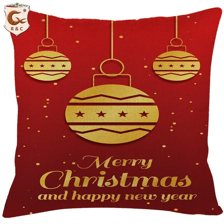 Printed Linen Happy New Year Pillow Case Cover