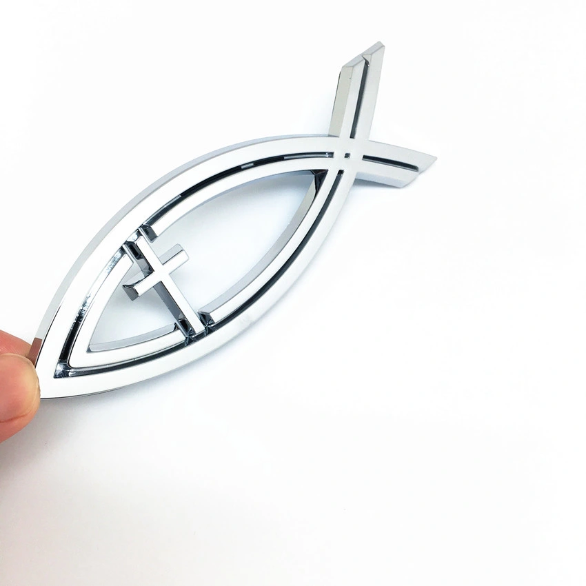 Factory Wholesale/Supplier Customer Logo Fit for 3D Jesus Fish Logo Emblem Decal Badge Sticker Ute Car Christian Religion Gift