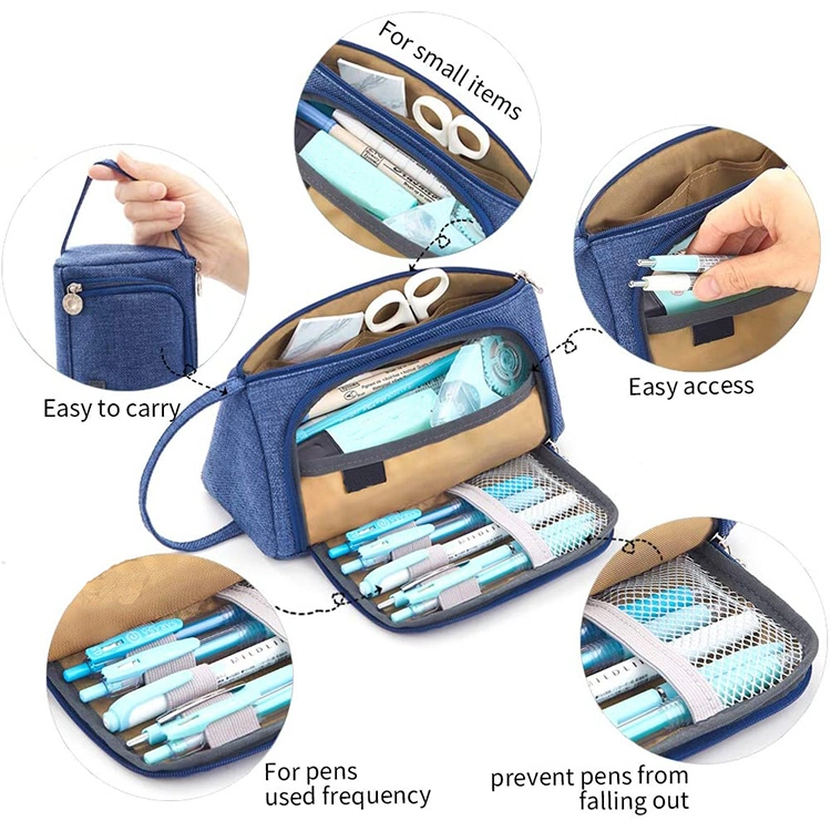 Fashion Travel Make up Bag Multi-Function Pen Pouch Middle High School Pencil Case