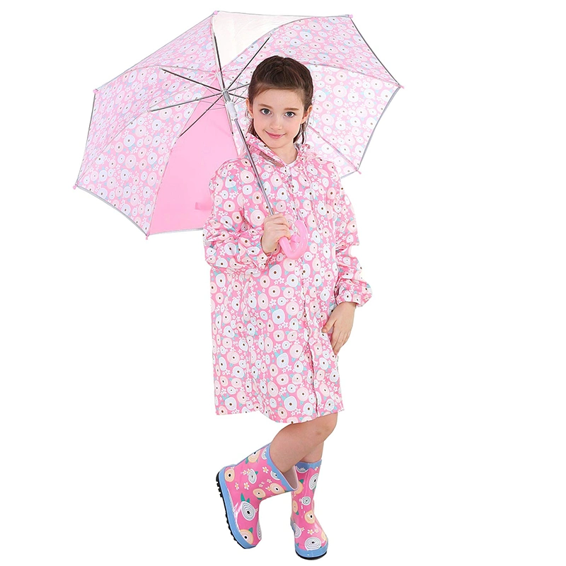 Kids Raincoat Girls Rainwear Rain-Jacket Toddler Boys Waterproof Lightweight Peony Print Hooded Poncho Rain Jacket