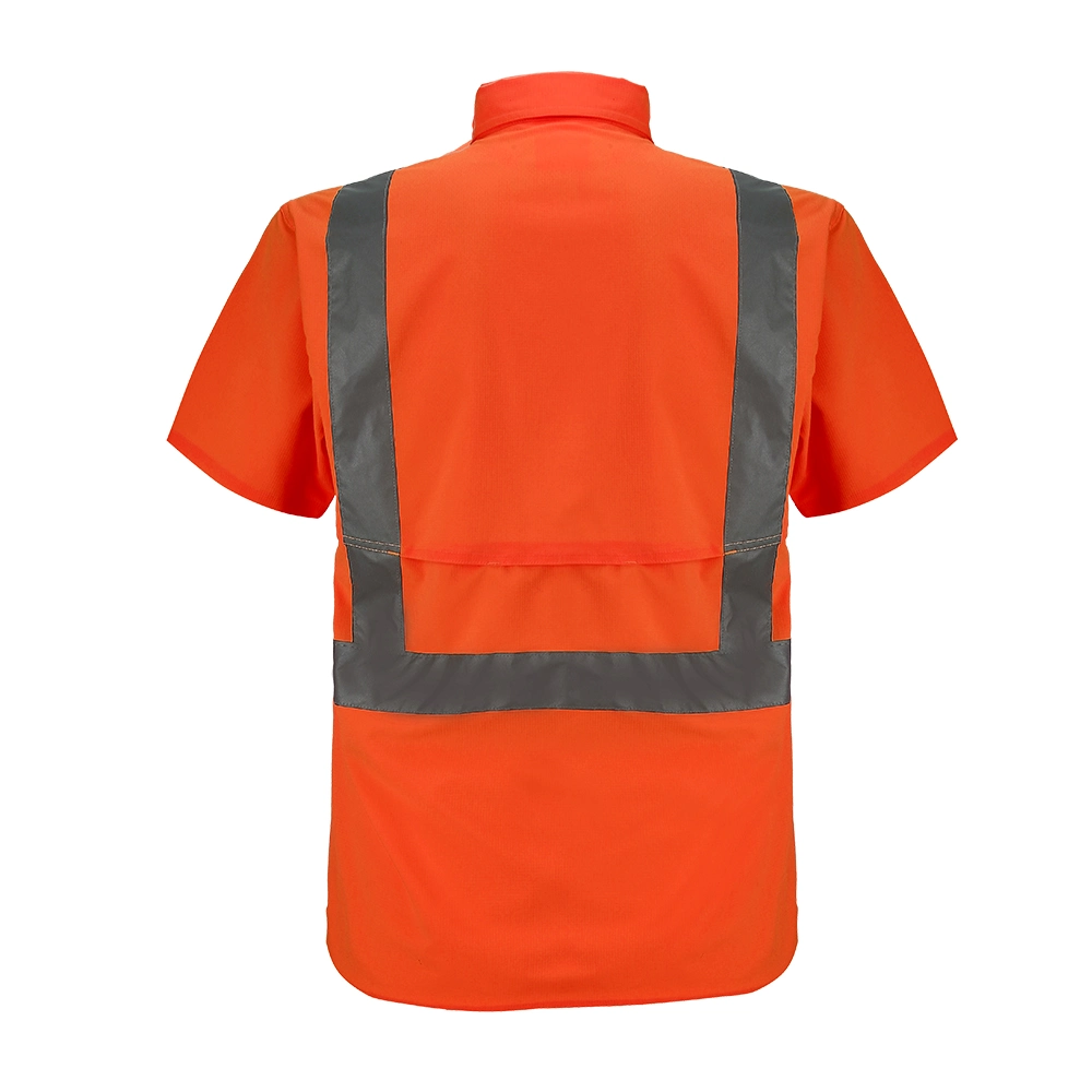 Men Breathable 100% Polyester Hi Vis Reflective Half Sleeve Safety Shirts