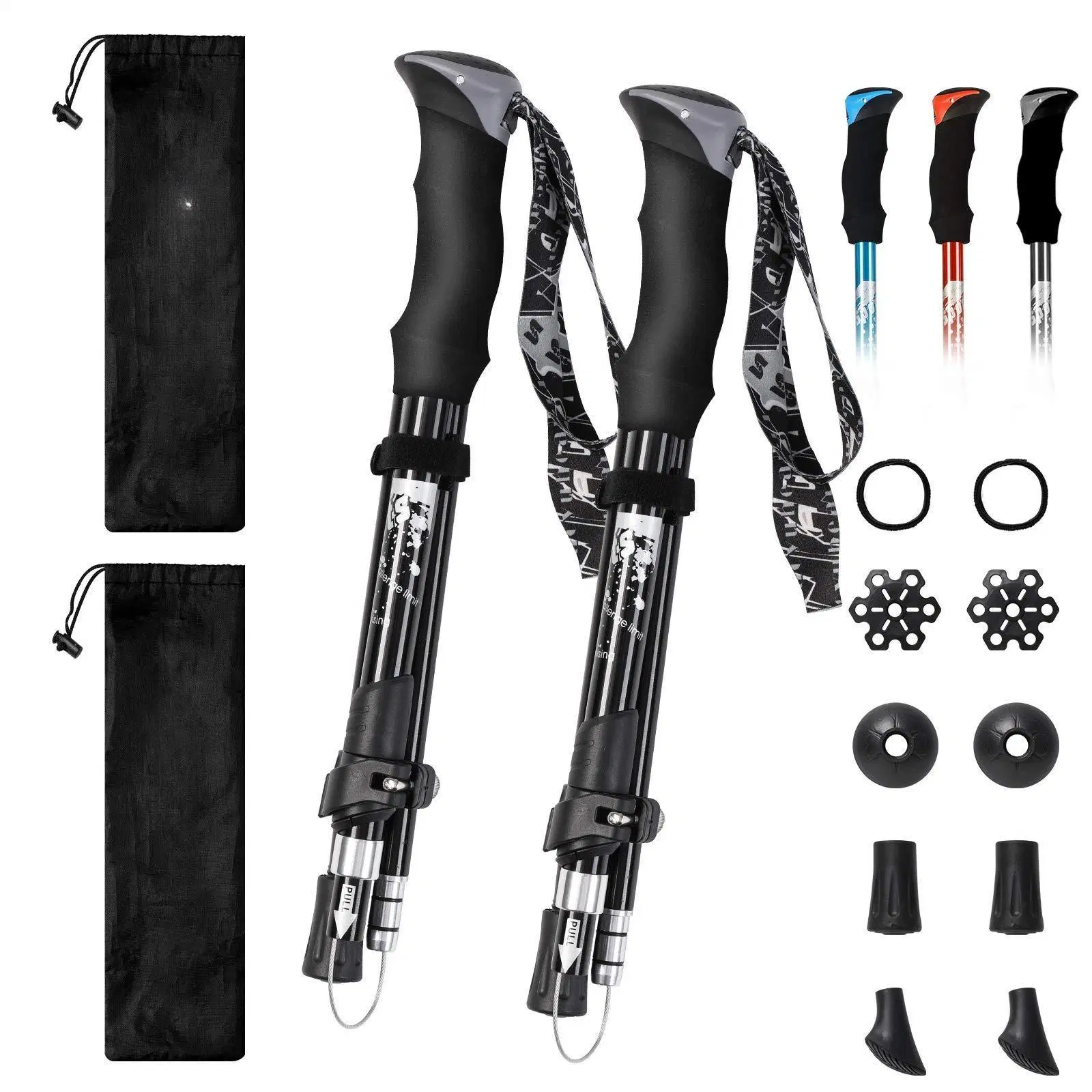 Expandable Quick Locks Adjustable Walking Sticks Aluminum Collapsible Hiking Poles Trekking Poles