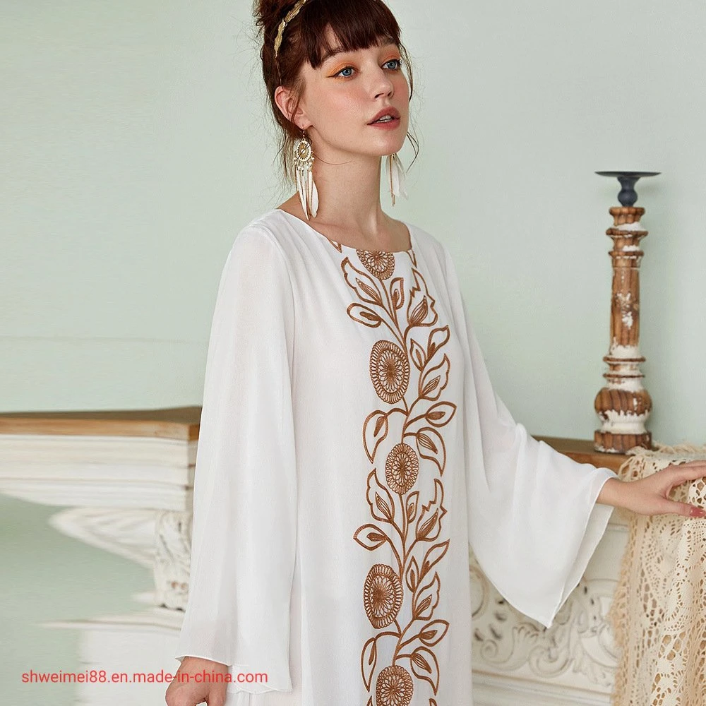 New Fashion Wholesale/Supplier Factory Women Dress Modest White Abaya Arabian Kaftan Ladies Dresses Canada Attire USA Singapore Maxi Dresses