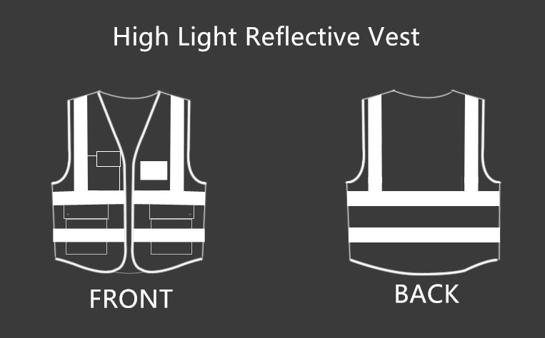 Administración de tráfico Chaleco reflectante fluorescentes con bolsillo multifunción