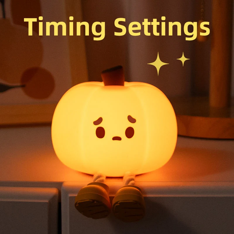 LED Silicone Touch Sensor Pumpkin Halloween Ornaments Decorative Gifts Kids Night Light