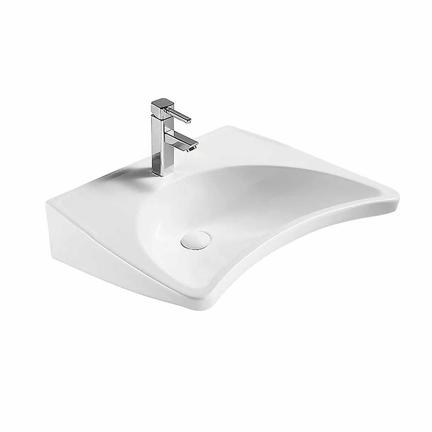 Ada Compliant Ceramic Handicapped Lavatory Bathroom White Rectangle Wall Mount Wheelchair Barrier-Free Wall-Hung Sink for Disabled