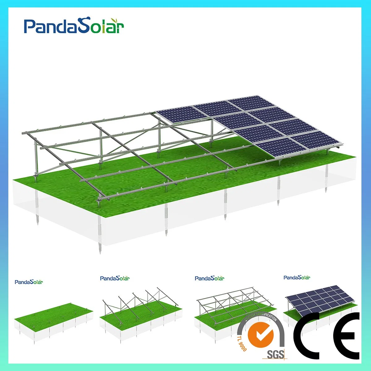 Precio de fábrica Zn al mg Soporte solar de acero recubierto Sistema de estructura