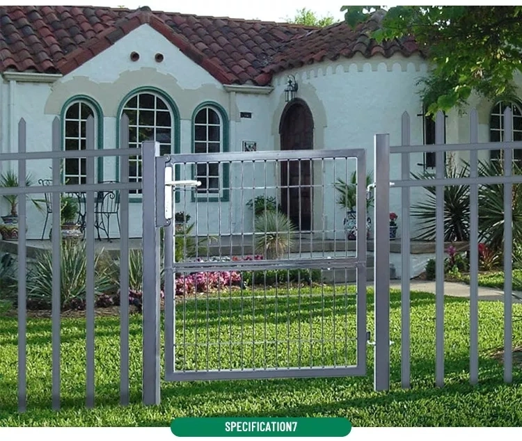 Puerta de jardín de hoja doble de hoja simple de alta calidad decorativa