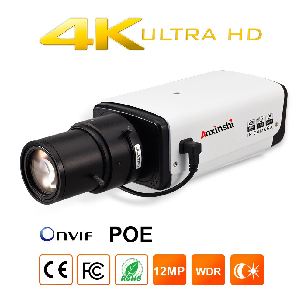 4K Ultra HD Cámara IP de la caja fija Alarma audio Tarjeta SD con la función Poe Bullet IP 4K cámara CCTV