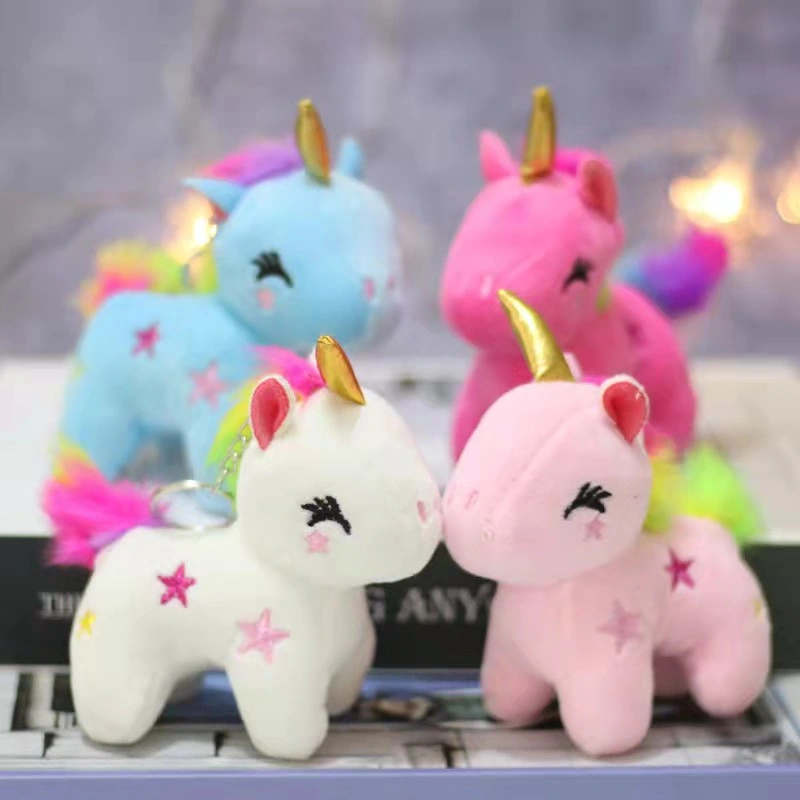 Jouets en gros en peluche à motif licorne d'animaux avec porte-clés