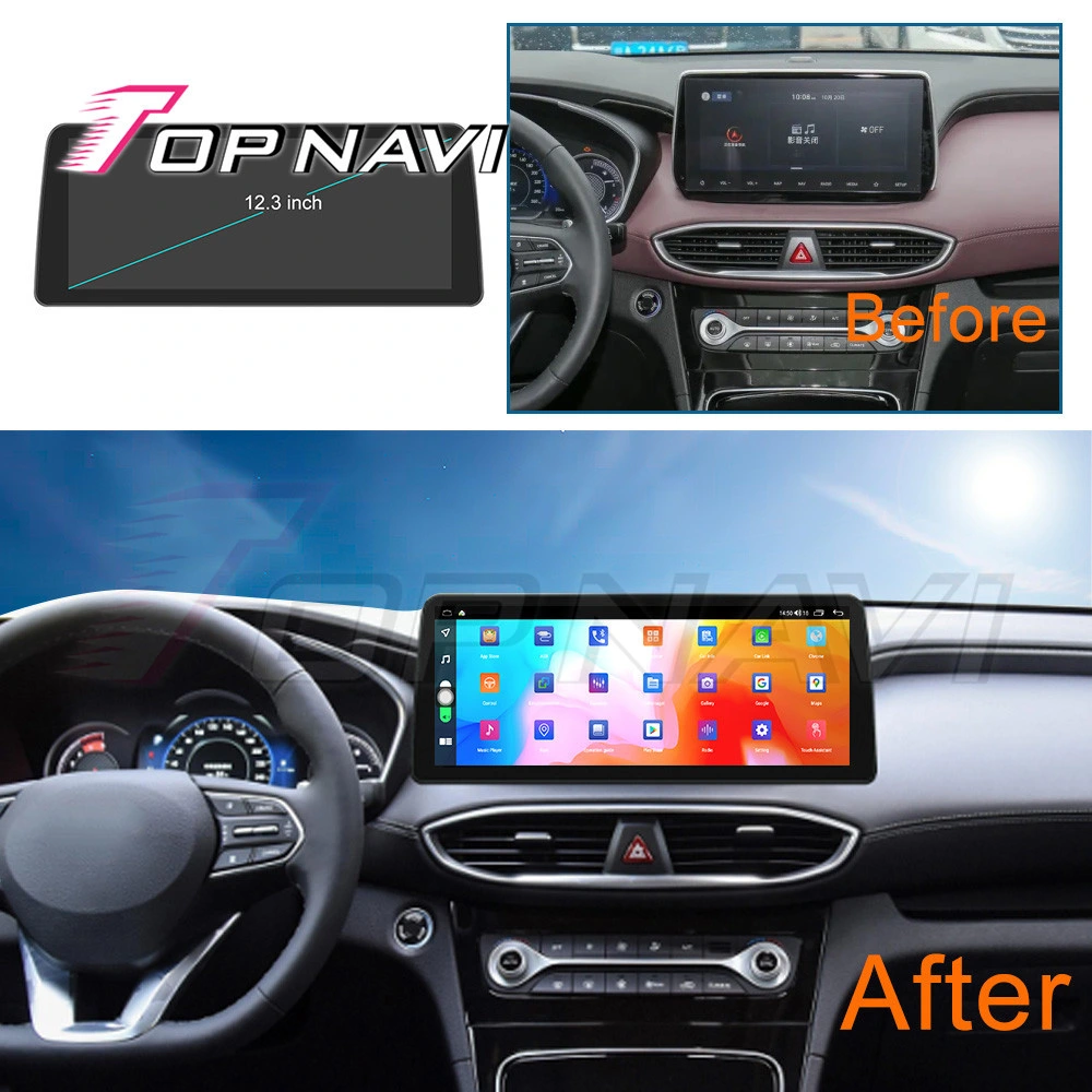 Haut-parleur sans fil GPS automatique Android vidéo haute résolution pour Hyundai Santafe 2019 2020 2021 3+32 GB écran tactile vertical