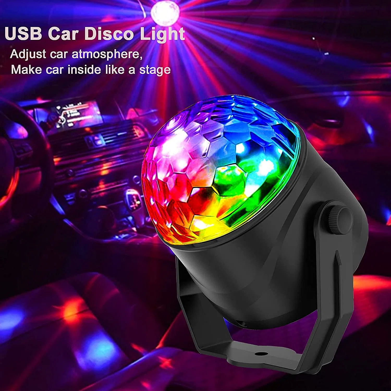 Disco Ball Party Lights, Sound Activated RGB Rotating DJ Stage Strobe Lights with Wireless Remote for Graduation Birthday Wedding Party Decorations 5% off