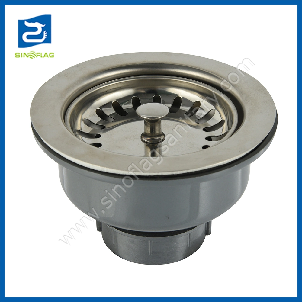 3.1/2 Stainless Steel Kitchen Drain Plastic Basin Basket Sink Waste Drainer Strainer