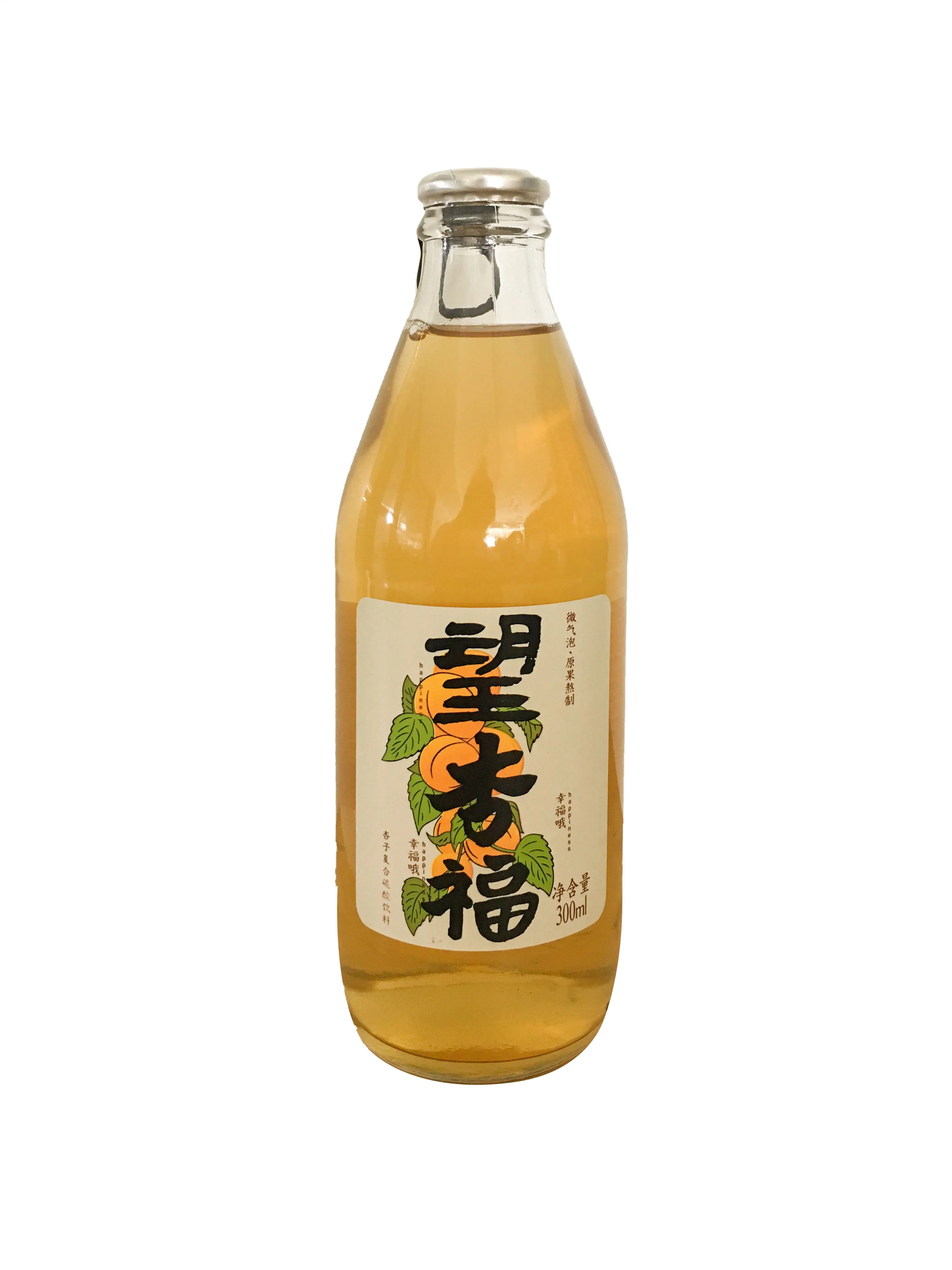 OEM Glass Bottle 300ml Sparkling Apricot Carbonate Beverage