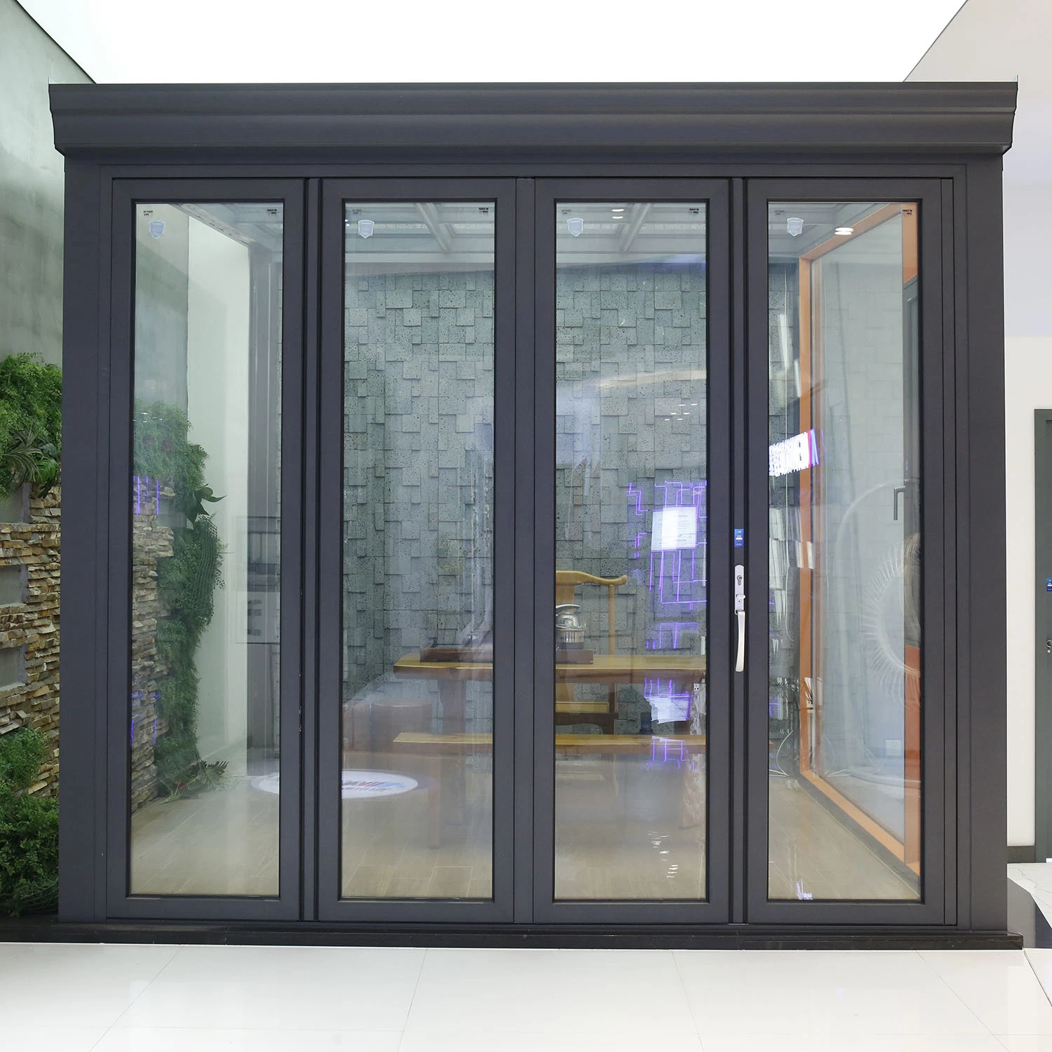 Sixinalu aluminio extrusión Perfil hecho a medida Terraza Doble vidriado Bi-Fold Jardín impermeable vidrio templado Puerta de Sunroom plegable