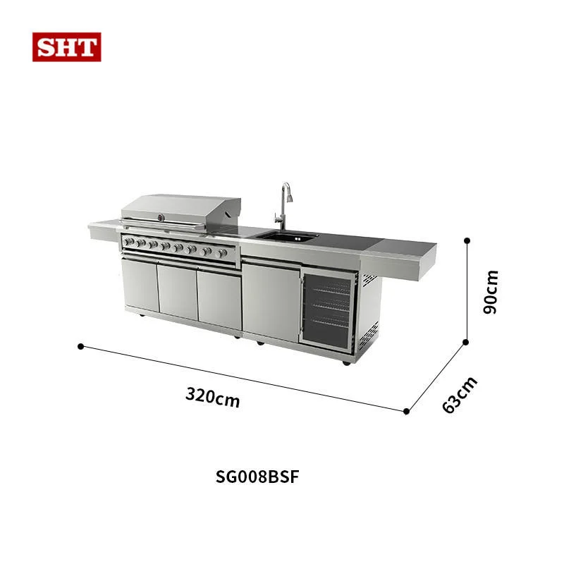 Barbacoa metal moderno de nueva cocina exterior DIY Armario Modular parrilla de gas