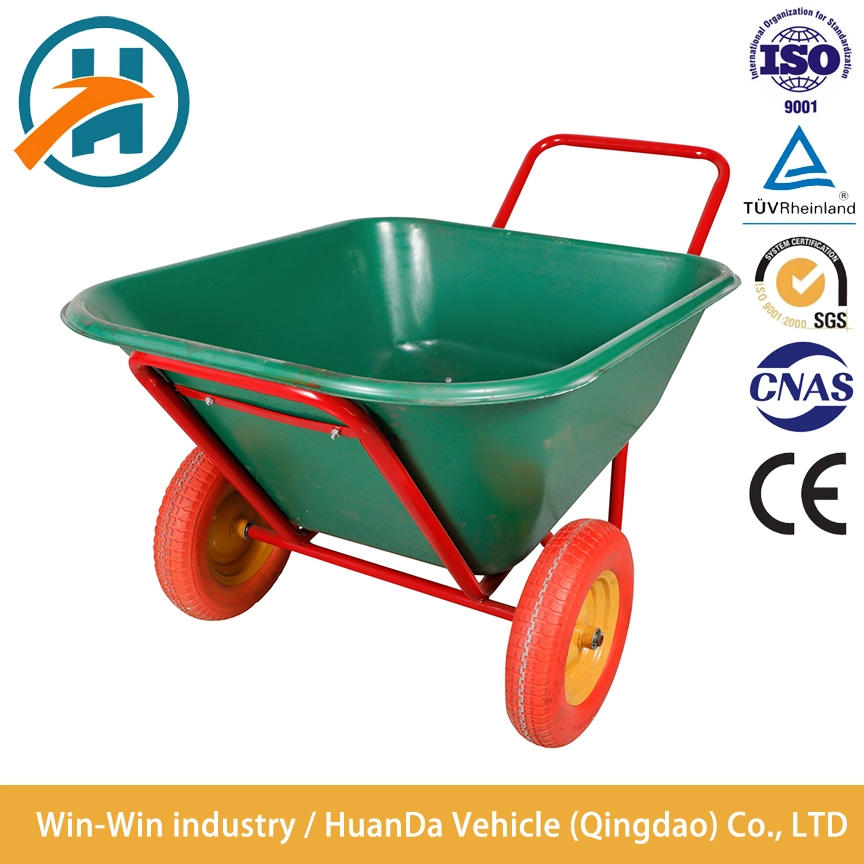 Garden Wheelbarrow 150L Dual Wheel Large Poly Tray Heavy Duty Garden Wheelbarrow Wb9600