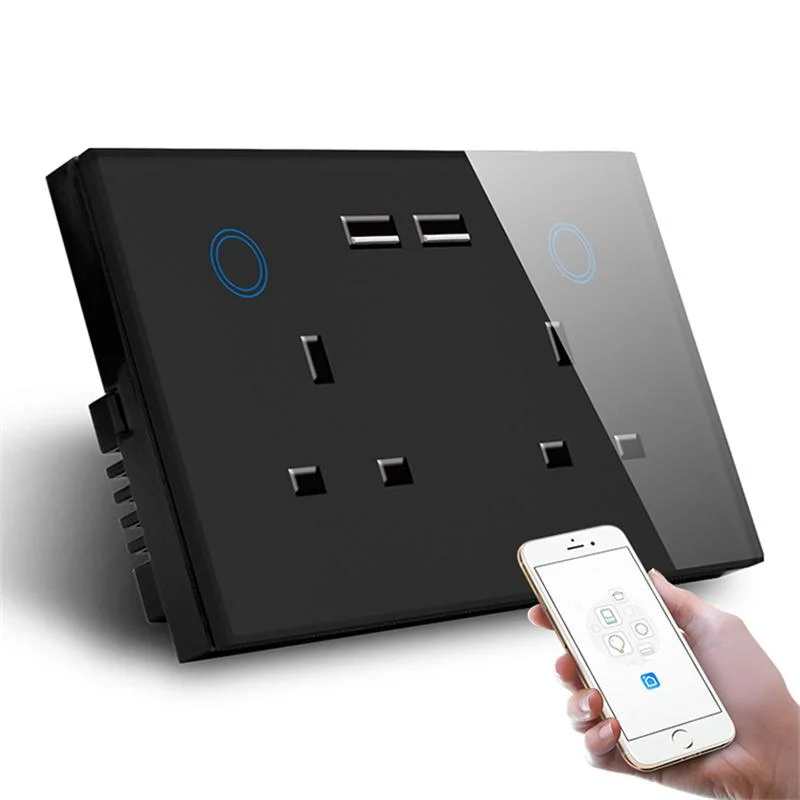 Tuya WiFi Smart USB Wall Socket UK Electrical Plug Outlet 13A