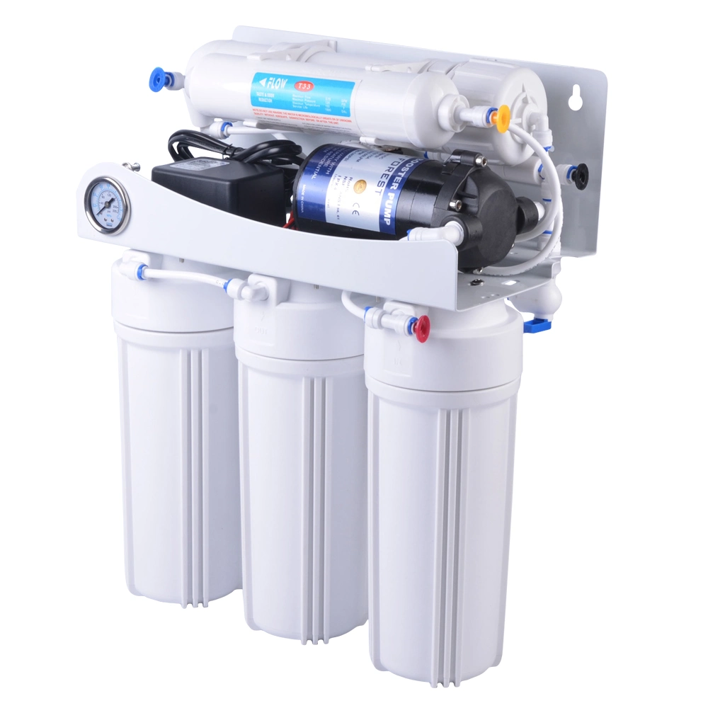 Household R. O. System Water Filter with Pressure Gauge Supply Directly Drinking Pure Water. Dust Proof Case Is Optional