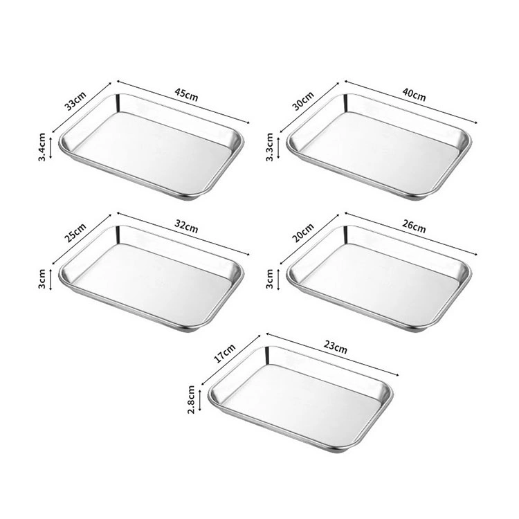 Wholesale/Supplier Stainless Steel Metal Sheet Pan Baking Tray Food Storage Display Trays