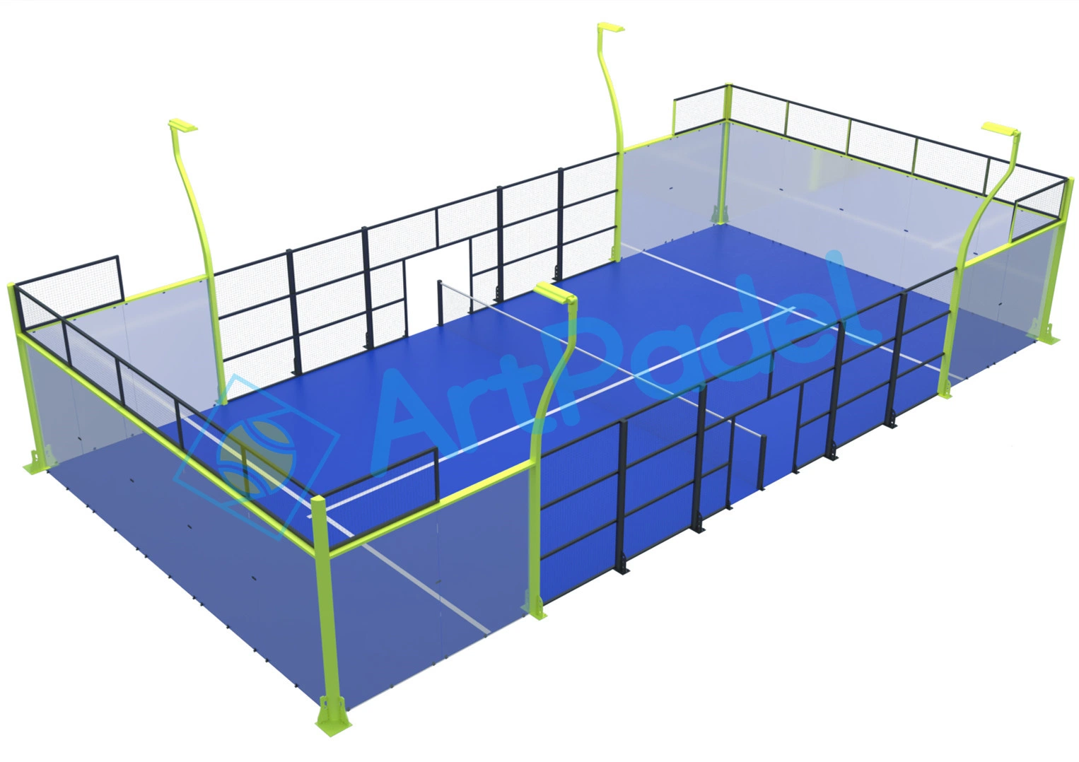 2023 New Design Panoramic Paddle Court Artificial Turf Outdoor or Indoor Tennis Padel Court Basketball Court with Good Price Three Colors From Artpadel Factory