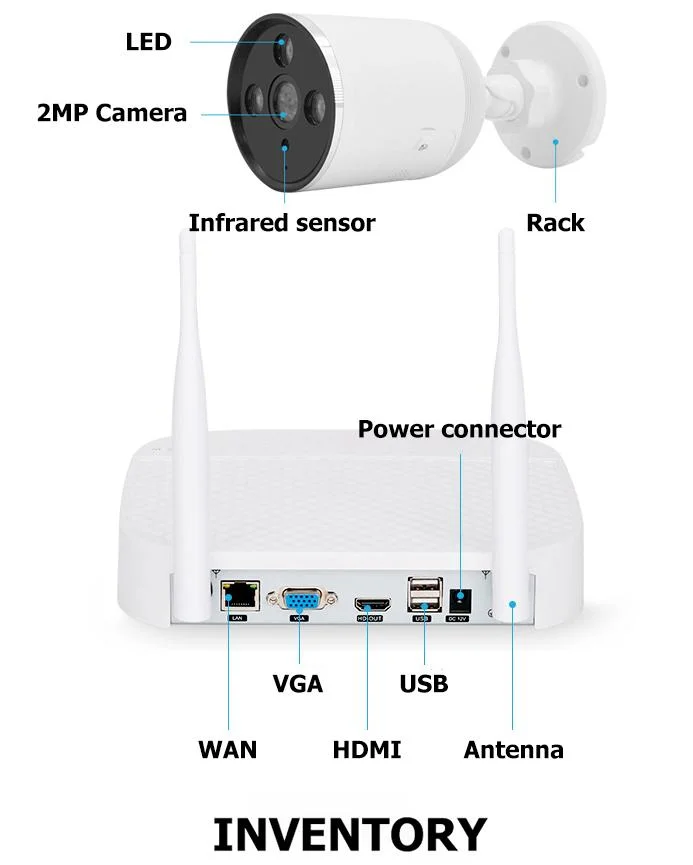 Tuya Système de caméra de sécurité sans fil à domicile 4CH 8CH 2MP Kit NVR Wif étanche HD 1080p p2p de vidéo surveillance système de vidéosurveillance extérieure