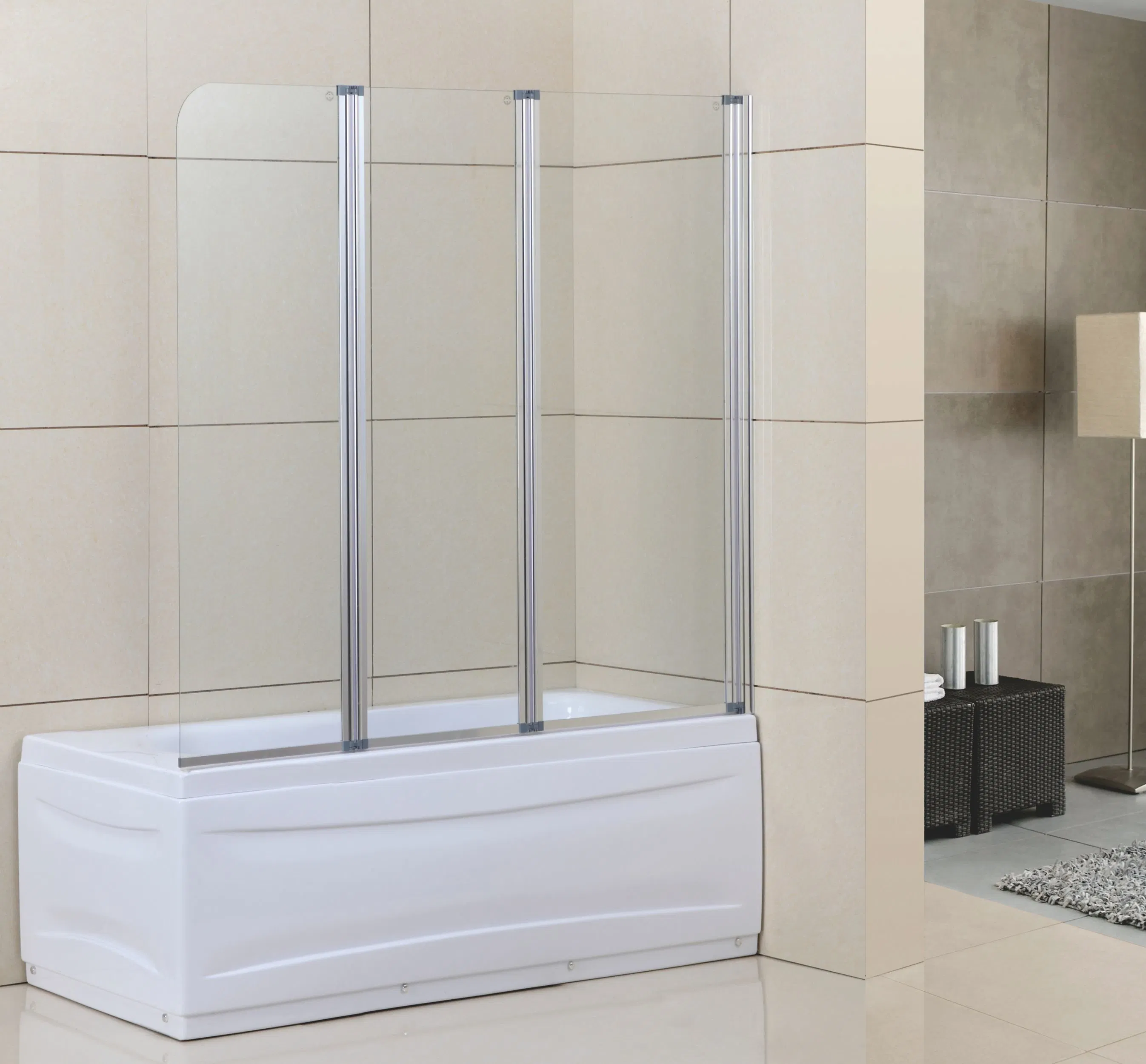 Straight Bath Pivot Bath Shower Rooms Tempered Glass Shower Screens for Bathtubs