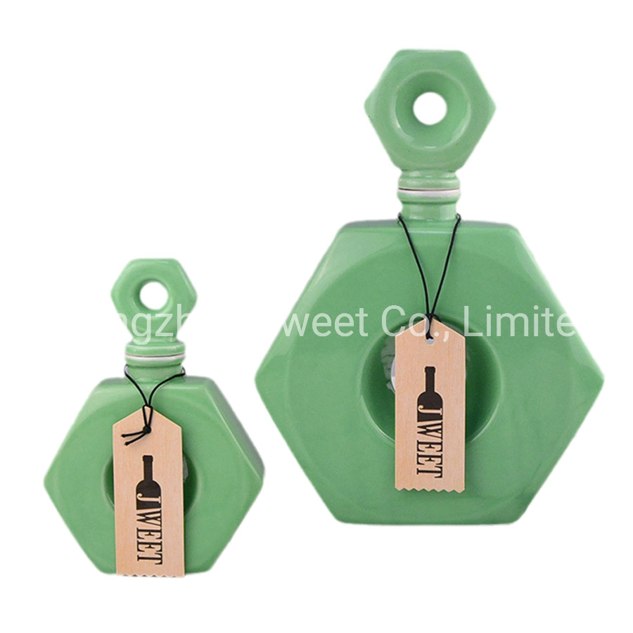 Unique Design Hollow Flat Tequila Bottle Ceramic Liquor Tequila Bottle