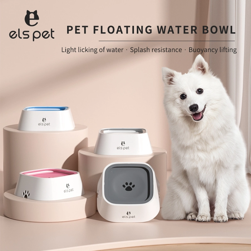 Recipiente flotante para mascotas anti-salpicaduras, pelo de boca no húmeda, recipiente para beber para mascotas de barba no húmeda
