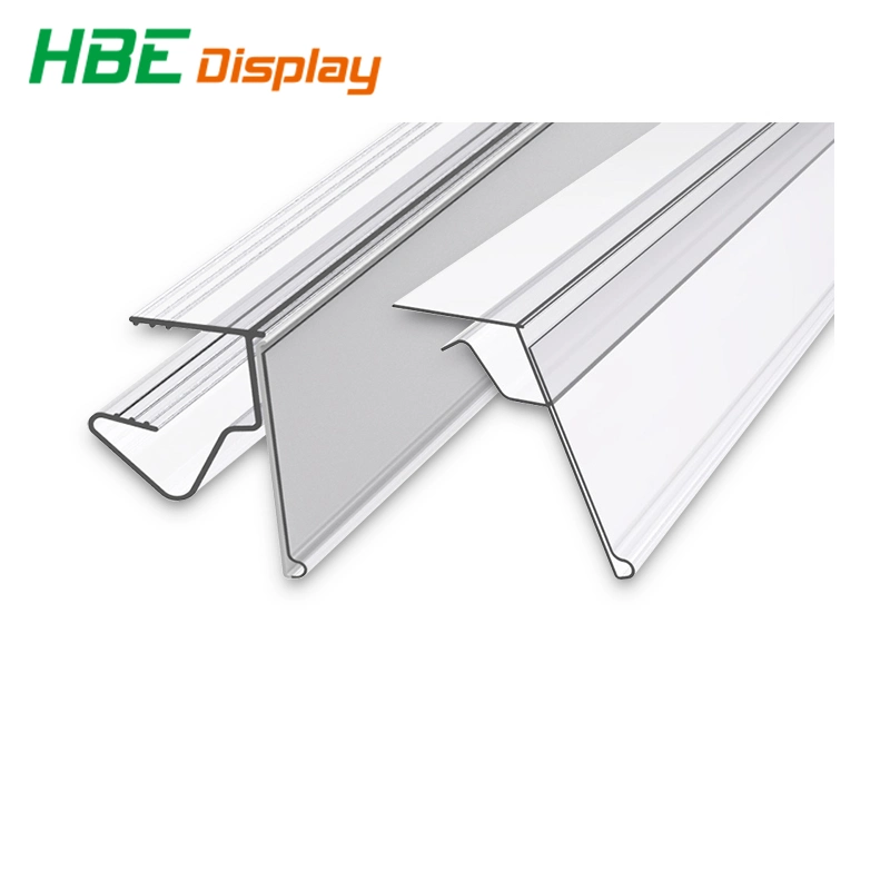 Strip Label Plastic Clear Price-Holder for Glass and Wood Shelves
