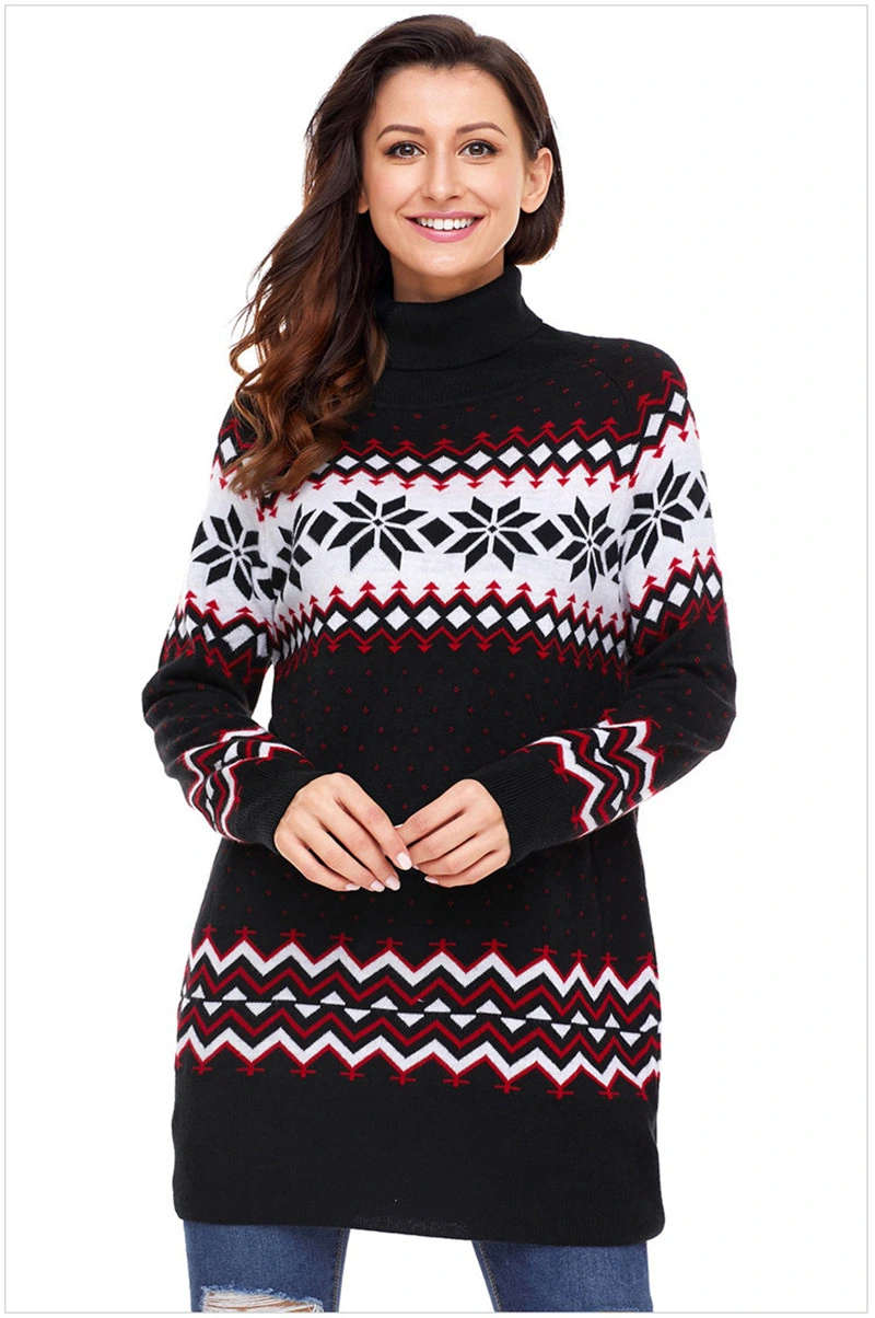 Wholesale/Supplier Knitted Cothes Turtleneck Long Line Pullover Sweater