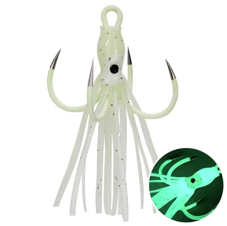 Fishing Hooks Fishing Jigs Lure Fishing Treble Hooks Octopus Lures Squid Skirt Bait Fishing Spinner Blades Trout Bass for Freshwater and Saltwater Hooks