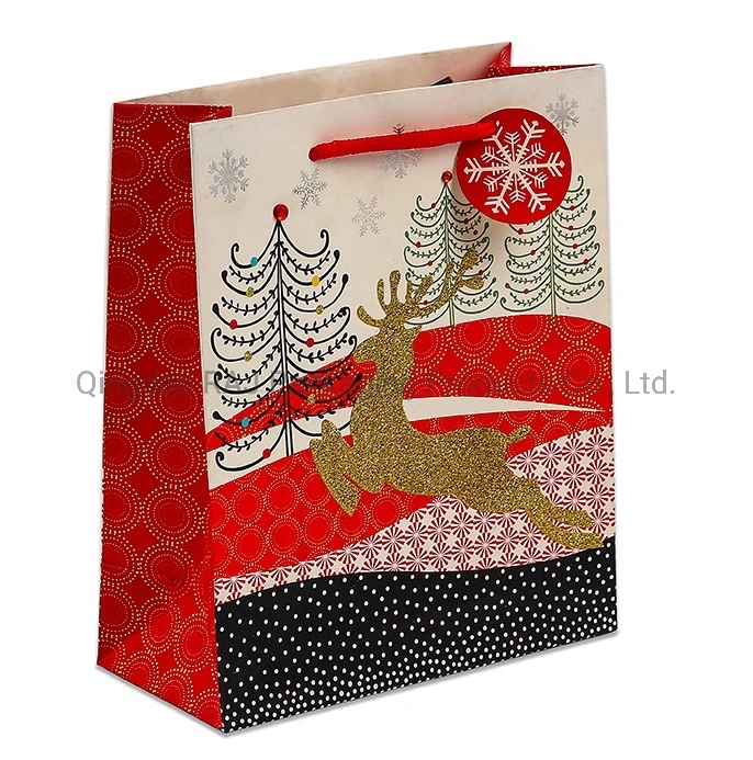 Custom Printing Promotion Christmas Holiday Gift Paper Packaging Shopping Bags