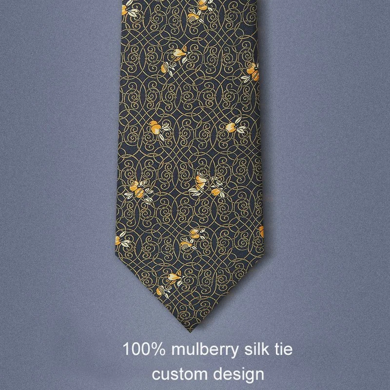 Customized Logo Design Pattern Pure 100% Silk Woven Jacquard Necktie Formal Business Men Tie