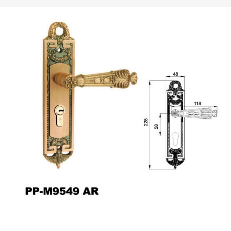 Mortise Door Handle on Round Rose for Wooden Door