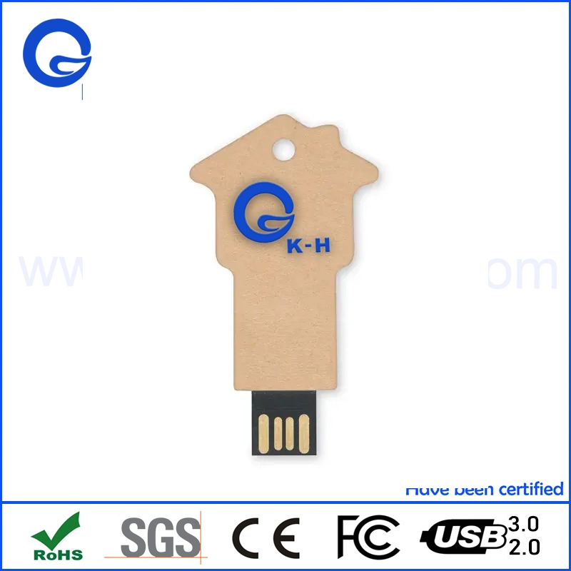 Paper Key Shape U Flash Memory Disk 16GB Degradable Cardboard Fiber