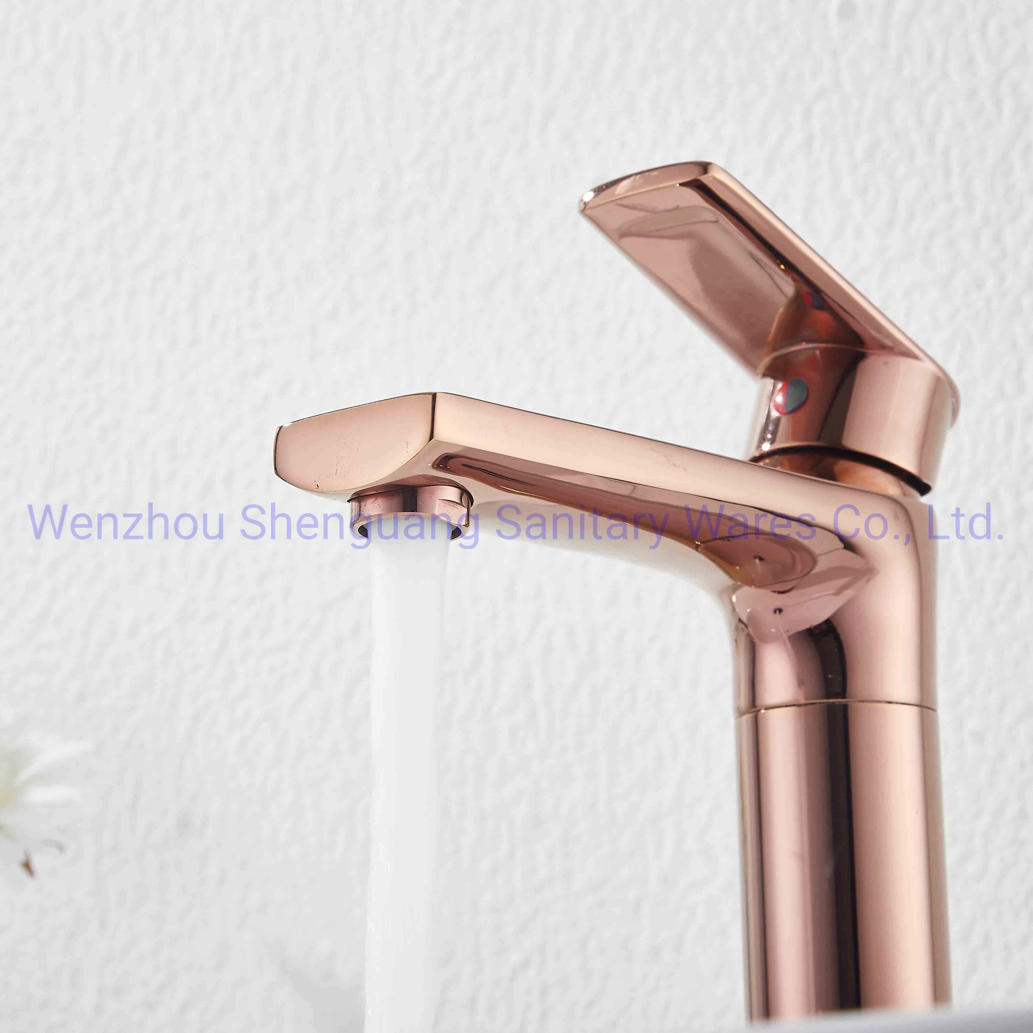 Straight Single Handle Brass Chromed Toilet Basin Tap in Washroom