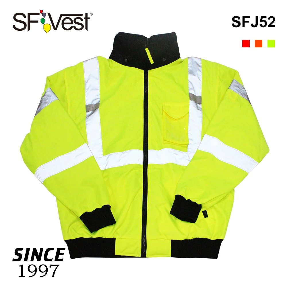 2020 Fluorescent Workwear Clothes Bomber Jackets Work Wear Winter Polyester Construction Worker