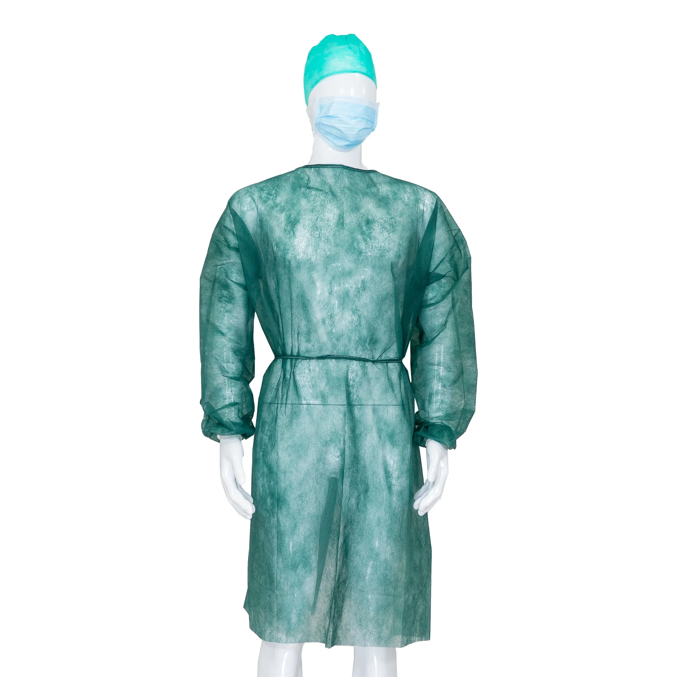 Elastic Cuffs Fluid-Resistance Disposable Medical Use PP Isolation Gown Long Sleeves Disposable Patient Gown for Hospital